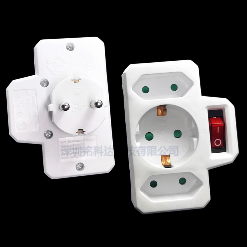 带开关欧式德标电源转换插座欧标俄罗斯韩国延展插座欧规转换插头