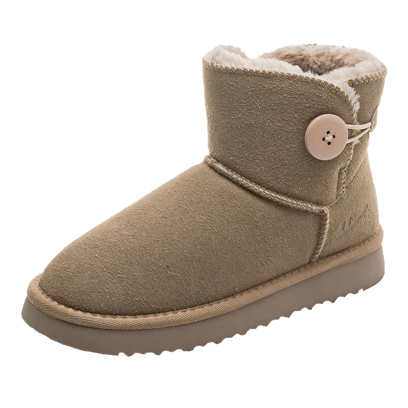 Huili nuevo estilo de moda caramelo botas de nieve minimalistas de viento universal calentamiento calzado de algodón para usar zapatos de invierno con suela gruesa de lana