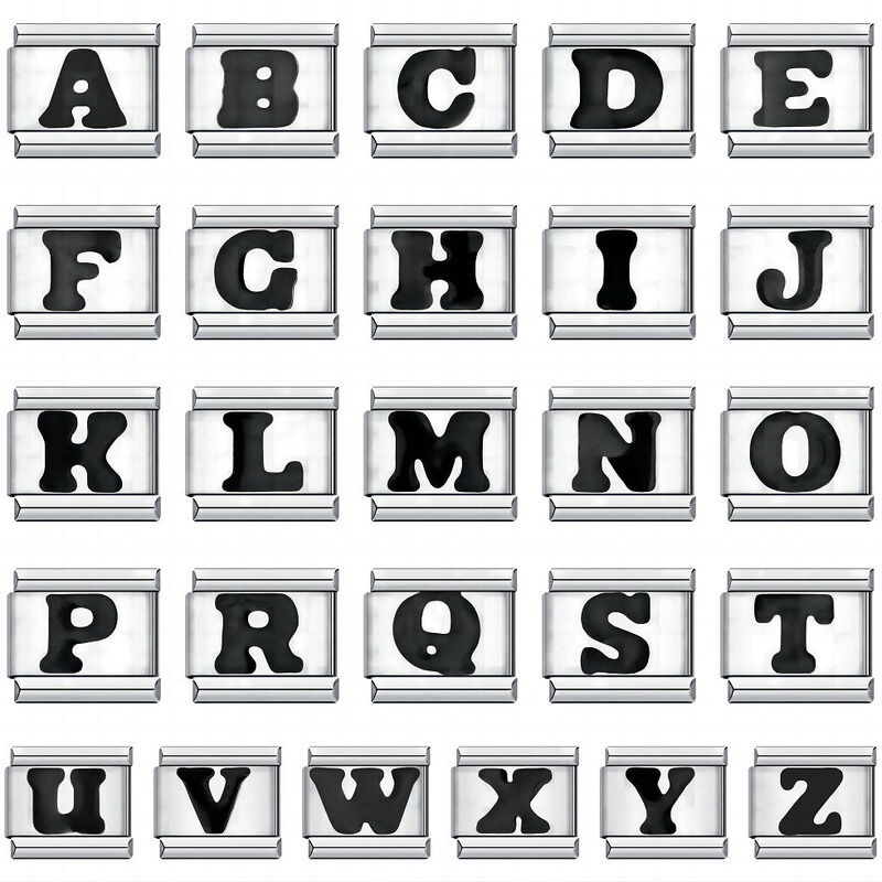 New Stainless Steel Black English Letter DIY Italian Module Bracelet Italian Charmbracelet New Stainless Steel Black English Letter DIY Italian Module Bracelet Italian Charmbracelet