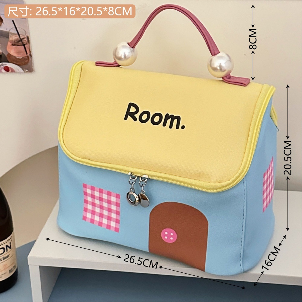 Bolsa de maquillaje de alta calidad de dopamina casa, bolsa de maquillaje portátil impermeable de gran capacidad de partición para niñas, bolsa de almacenamiento portátil de viaje