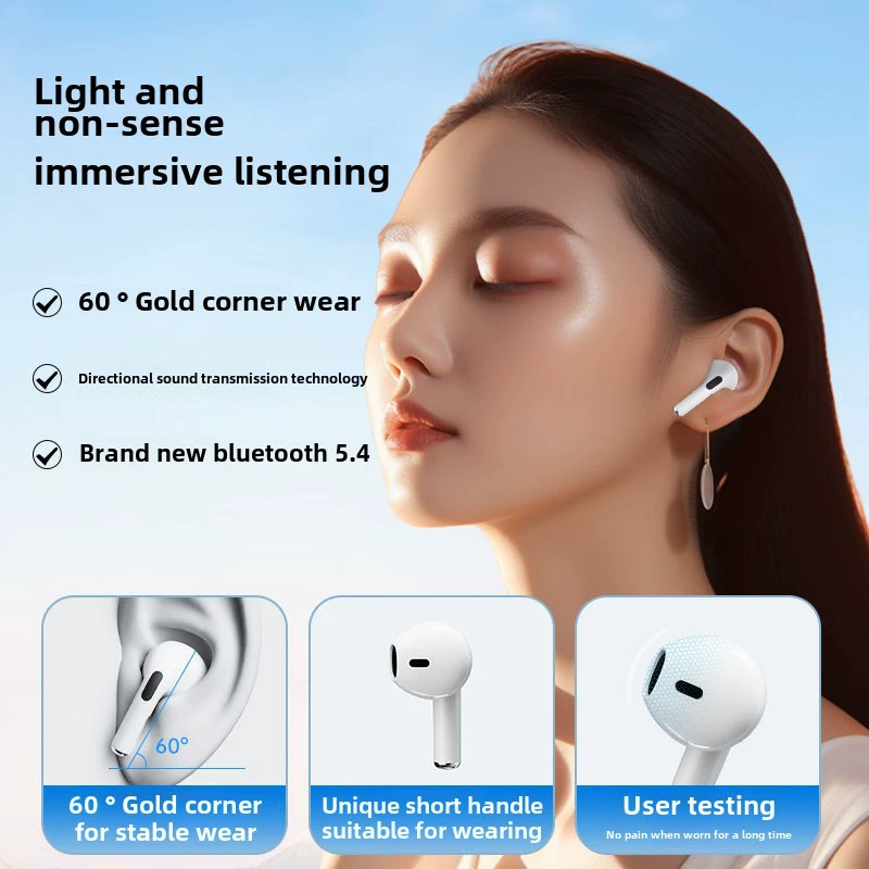 Bluetooth‑наушники Pro4 — true wireless полузаушные, шумоподавление, спортивный дизайн