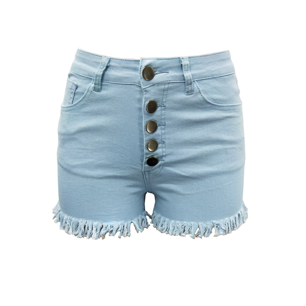 Primavera transfronteriza Amazon independiente ESTACIÓN DE 6 colores borla pie boca de la mujer Pantalones cortos de mezclilla de color sólido en la entrega de una sola pieza image 6