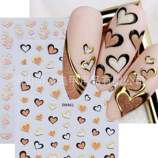 Cross-border New Nail Art Stickers Ins Style Maillard Color Love Valentine's Day Bronzing Fine Flash Adhesive Nail Stickers