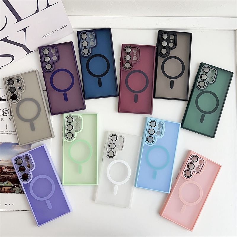 Magnetic Skin-Feel Hard Case Suitable for Samsung S26+S25Ultra Mobile Phone Case A17 Protective Cover S24P with Lens Film