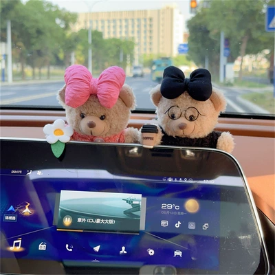 Car ornaments: cartoon central control plush - a-pair-of-foreign-style-bear-screen-ornaments-6
