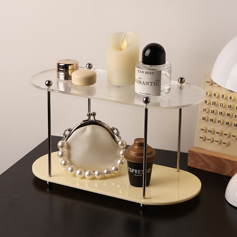 Nordic Porch Storage Tray Ornaments Home Living Room Desktop Double-layer Acrylic Cosmetics Storage Rack