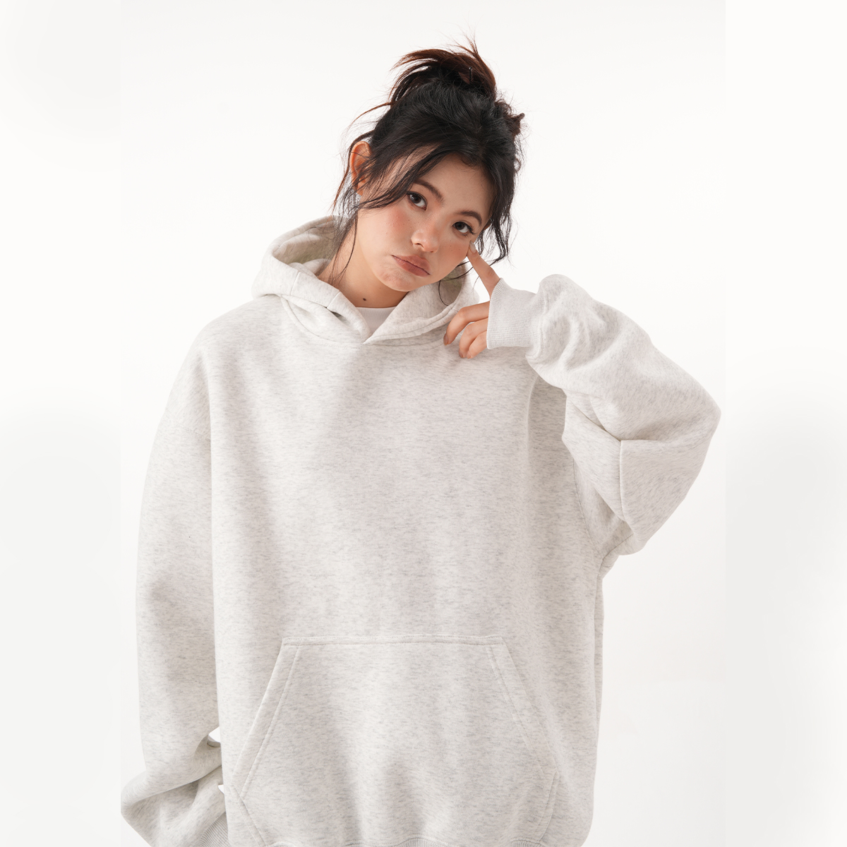 Cadena de comercio exterior transfronterizo suéter con capucha mujer hombre otoño e invierno marca de moda suelta color sólido todo fósforo más chaqueta de moda de terciopelo