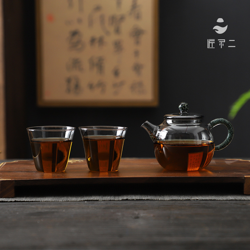 轻奢玻璃家用日式简约功夫茶具套装高硼硅茶杯茶壶加厚耐热玻璃