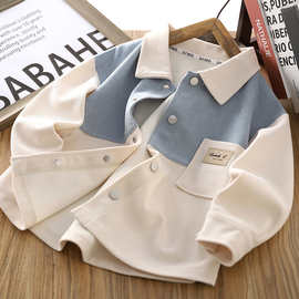 男童长袖衬衫儿童外套春秋款批发新款时尚休闲男孩秋装衬衣洋气潮