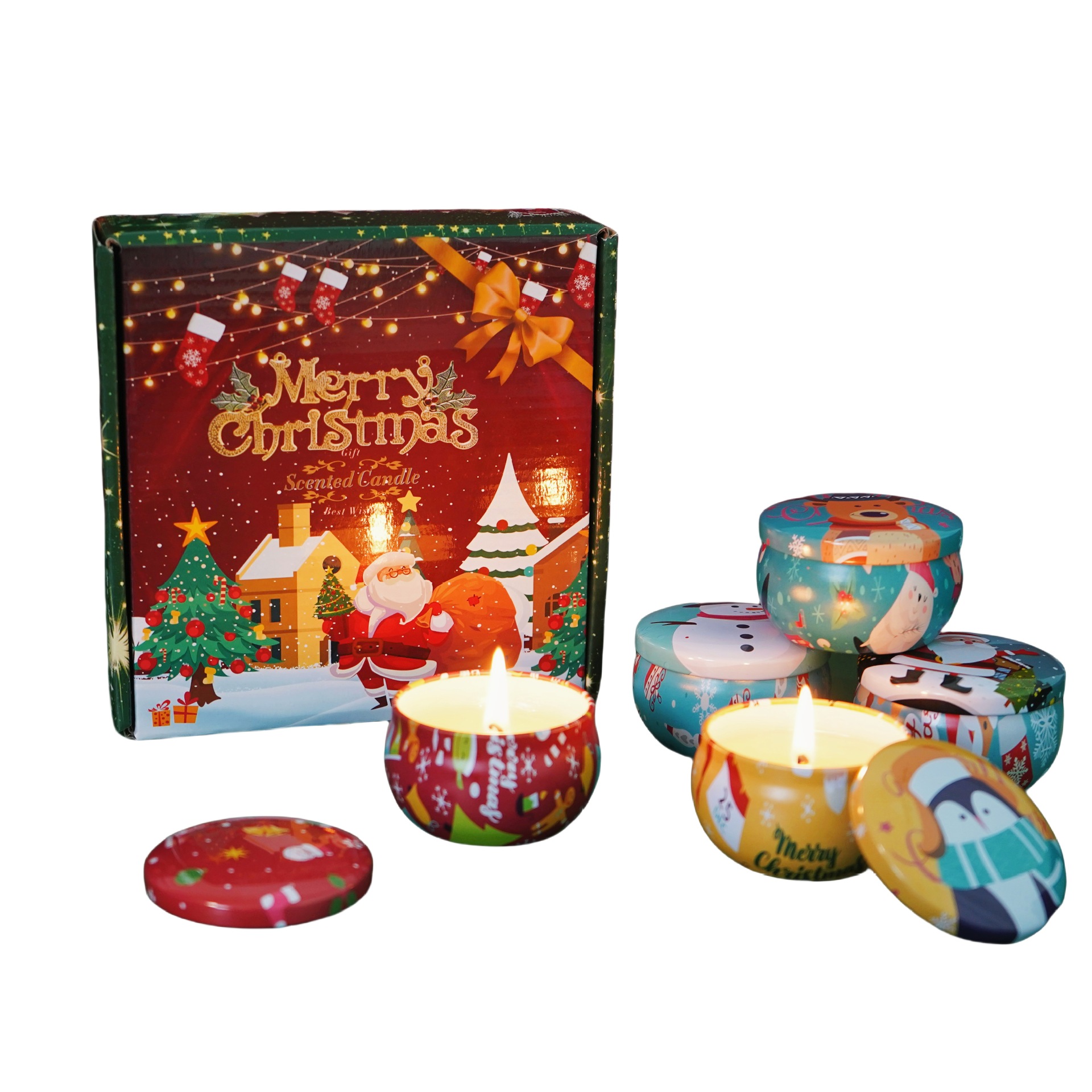 Navidad caja de regalo de vela de banano set romántico no humo perfume adornos regalo de mano vela doméstica de Navidad al por mayor
