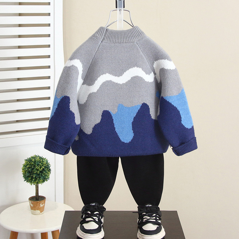 6887 suéter para niños otoño e invierno camisa de fondo grueso para niños 2025 nuevo suéter de bebé de invierno para niños pequeños y medianos