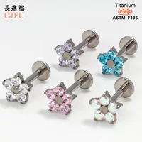 F136 серьги из титанового сплава с цирконом, серьги с цветком и бриллиантами, доступные роскошные высококачественные серьги с внутренней резьбой, пирсинг