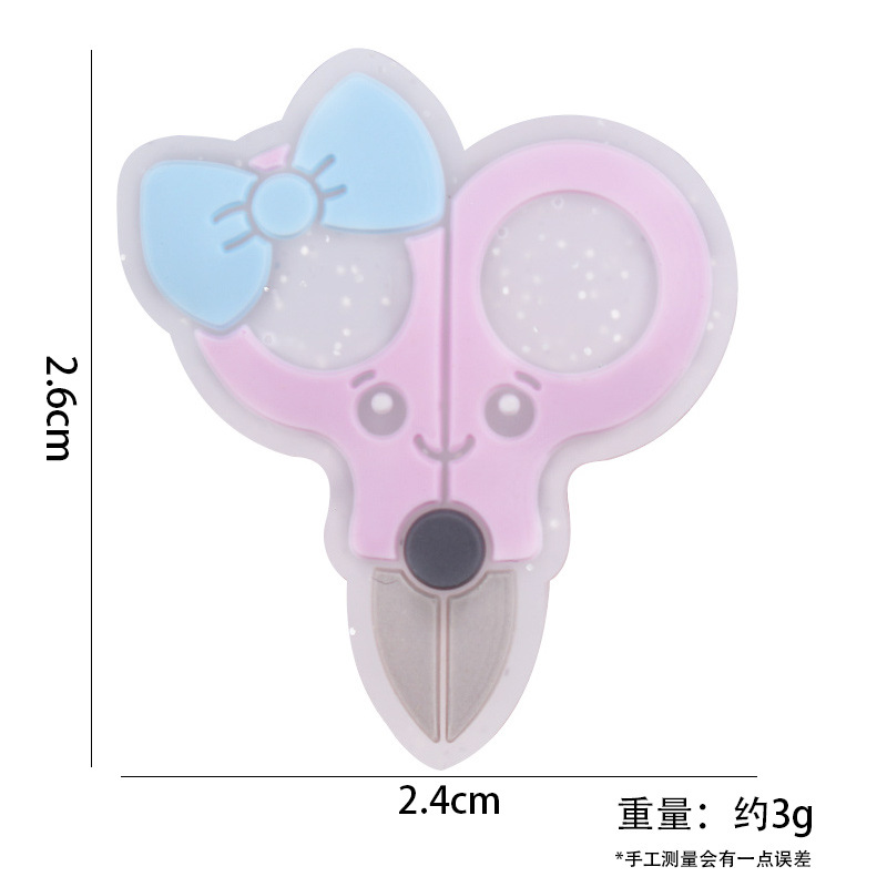 Productos para bebés, tijeras de silicona de dibujos animados, mordedor pequeño, bricolaje creativo, chupete de dientes para bebés, accesorios de cadena anti-caída