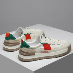 Men's Summer New Genuine Leather Fashionable Low-Top Breathable Casual Shoes INS Youth Korean Version Heeled Loafers