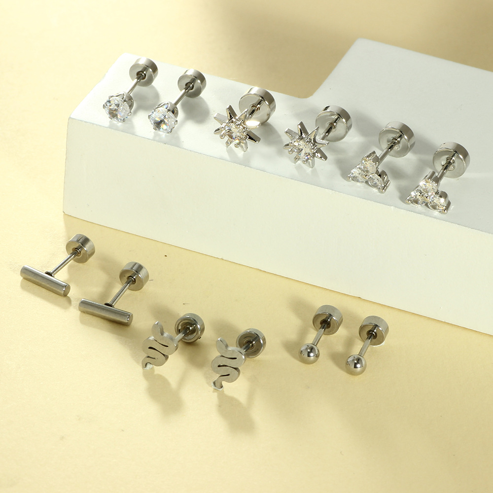 Sun Earring Set Stainless Steel One-Piece Ear Bone Stud Earrings for Men Women Wholesale detail image 7