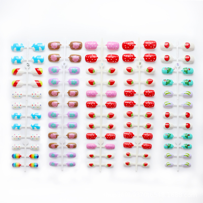 Desmontable lindo de los niños uñas 24 piezas de uñas de belleza de uñas de los niños pieza de uñas falso parche de uñas para el comercio exterior