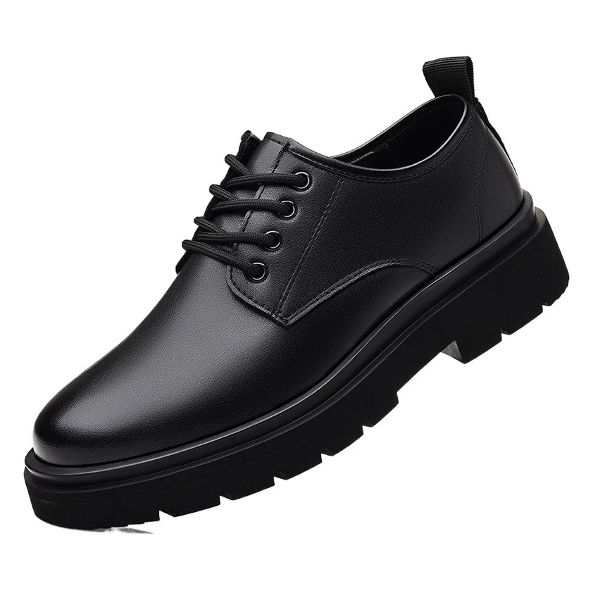Мужская кожаная обувь, Весенняя британская платформа, повседневная обувь Дерби, Мужская официальная одежда, свадебные черные низкие ботинки Martin 22717