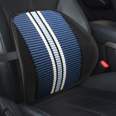 Car Seat Cushion with Steel Support, Machine-Woven Massage Breathable Ice Silk Lumbar Support Cushion, Truck Seat Cushion for Comfortable Driving, Suitable for All Seasons (Waist support) - ocean-blue