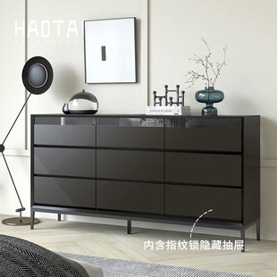 Italian Style Minimalist Paint Nine-Drawer Cabinet Nordic Modern Living Room Bedroom Damping Drawer Storage Storage Fingerprint Lock Cabinet