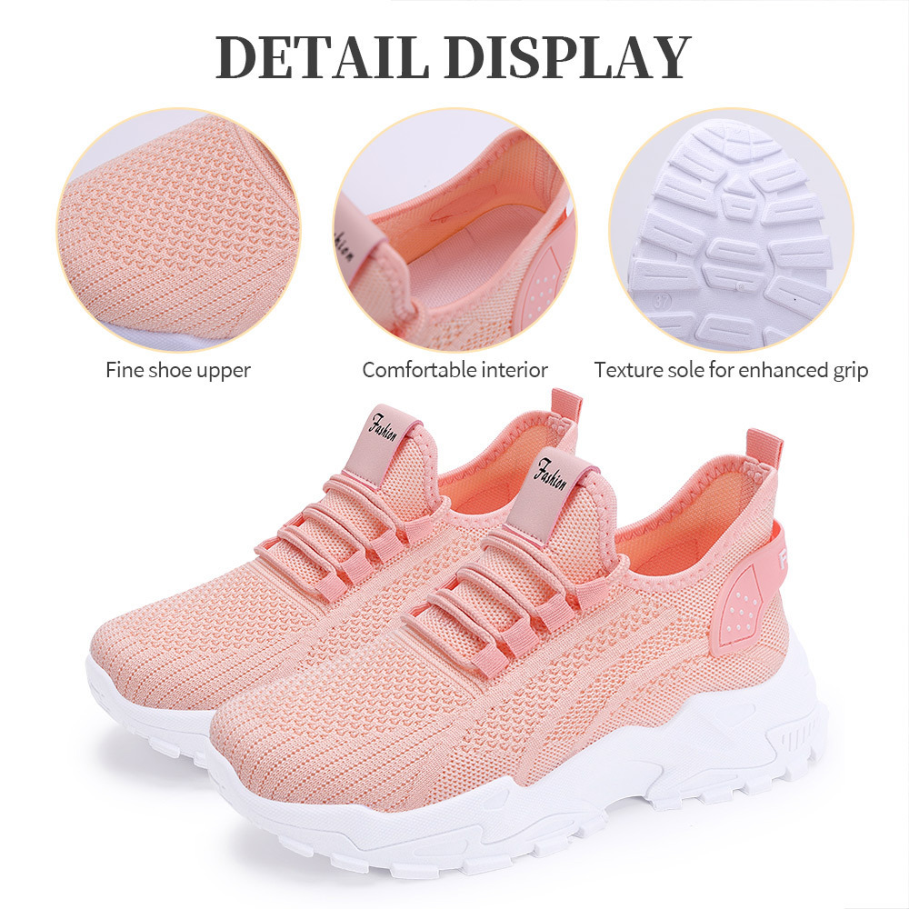 Zapatos, zapatos de mujer, zapatos deportivos de todo fósforo, zapatos de red de gran tamaño transfronterizos, zapatos individuales voladores, zapatos transpirables, cómodos y poco profundos con cordones