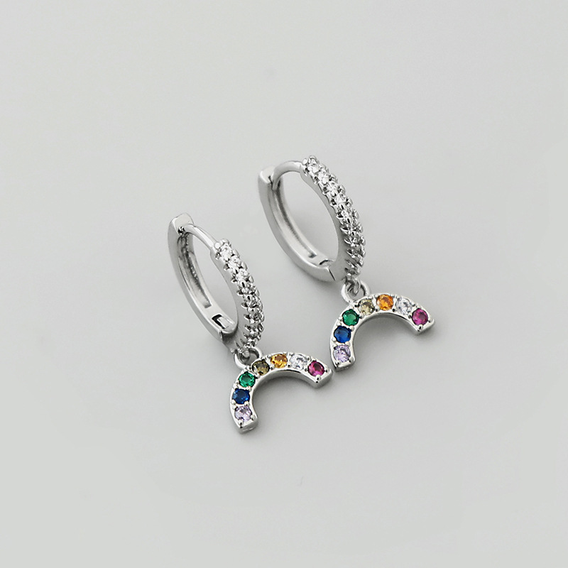 Retro Zirconia Rainbow Pendant Copper Earrings Wholesale Nihaojewelrypicture3