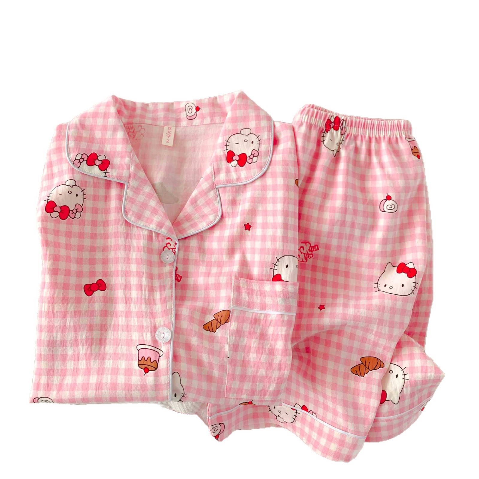 Verano nuevo pijama de algodón nube mujer ropa de hogar grande suelta se puede usar dormitorio pantalones cortos de manga corta dos conjuntos