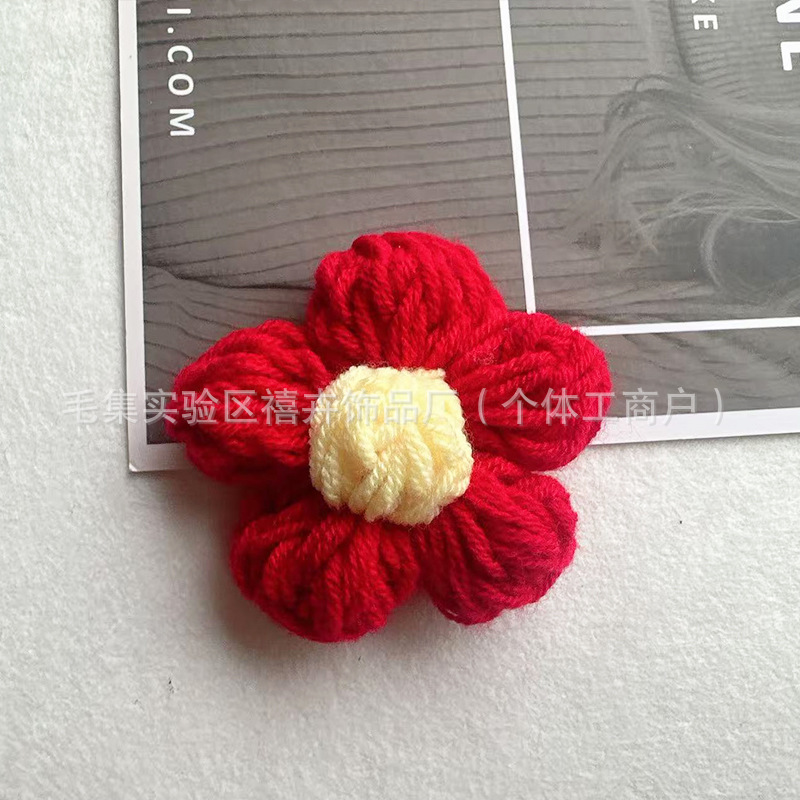 7cm ダブルラインビッグパフフラワーハンドフックウールフラワー五弁花 DIY 胸花ヘアピン衣類アクセサリーアクセサリー|undefined