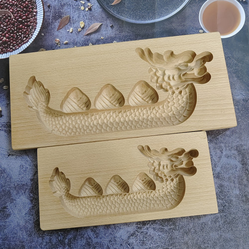 Wooden baking mold Dragon Boat Mooncake Mold Dragon Boat Festival Dragon Boat Zongzi Cake Mold Large Mooncake Mung Bean Cake Mold