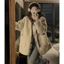2025年秋冬新款美拉德韩系宽松时尚休闲拼接连帽大码棉服外套女