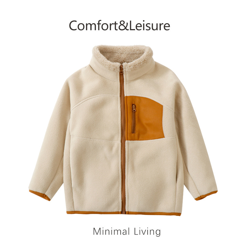 儿童秋冬外套加绒加厚学生校服神器高领保暖上衣轻暖加厚抓绒上衣