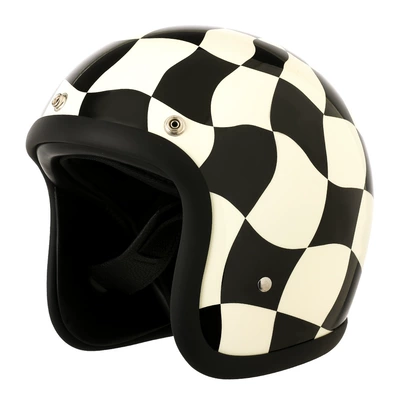 Motosiklet kaskı (dəbilqə) — Unisex Retro Cruise Helmets - black-and-white-plaid-s