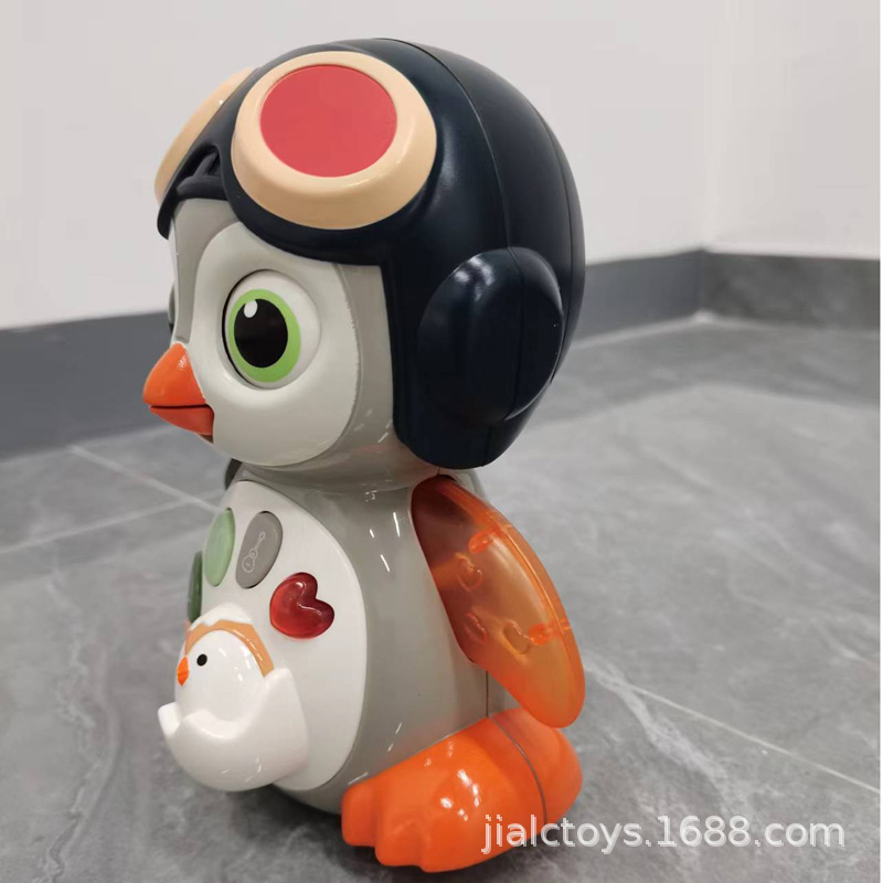 De los niños de juguete eléctrico música swing pingüino con luz parpadear universal caminando mascota bebé educación temprana