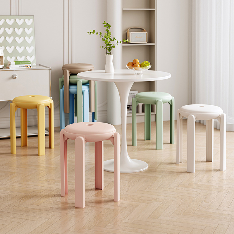 Taburetes redondos simples para el hogar taburetes de comedor de restaurantes comerciales taburetes de comedor sillas de comedor gruesas taburetes de respaldo resistentes