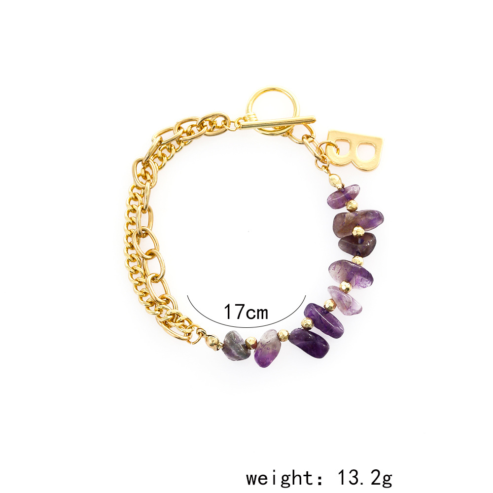 Fashion Letter Stainless Steel Bracelets Plating Natural Stone Stainless Steel Bracelets