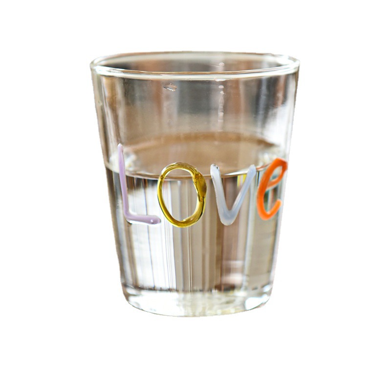 Pintado a mano de letras de colores graffiti vidrio ins borosilicato de vidrio resistente al calor taza de jugo taza de café taza de leche