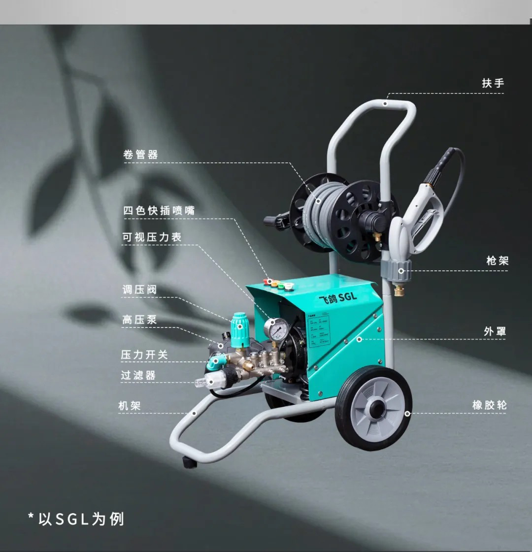 Botuo Feige Sgl Series High-Pressure Cleaning Machine with Hose Reel, 220V High-Power High-Pressure Car Washer