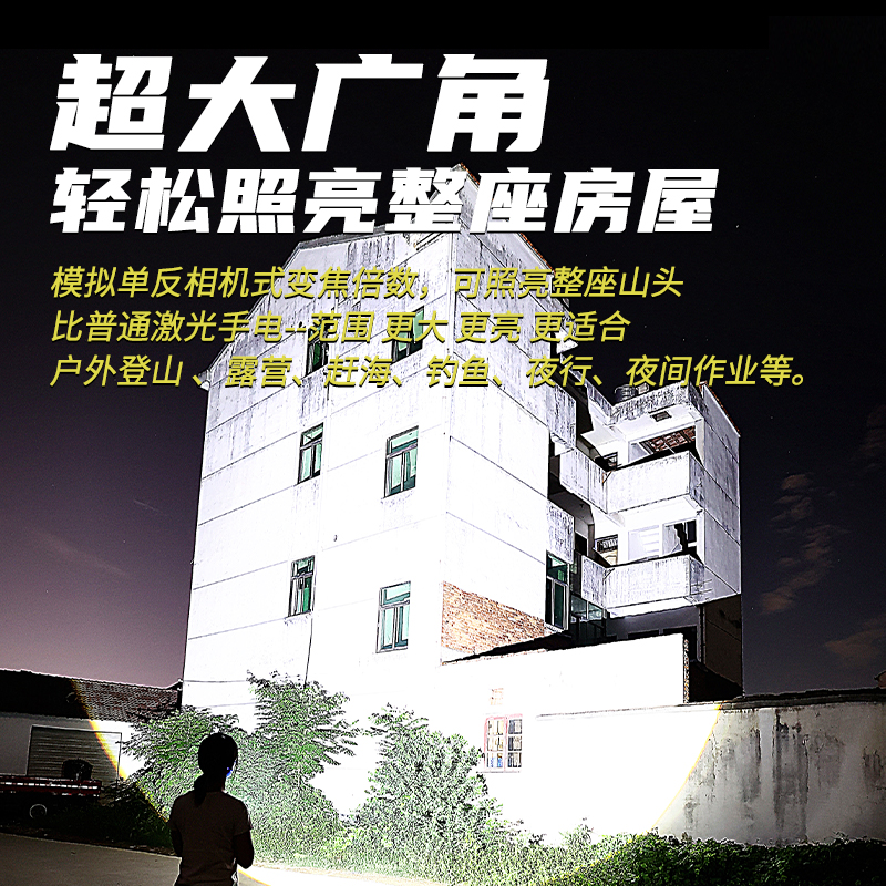 Lintera láser transfronteriza ultra brillante de emisión de larga distancia carga de linterna de luz intensa para usuarios domésticos con larga duración portátil de gran capacidad