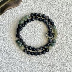 「Jifeng Langyue」新しい水草黒貝三日月ブレスレット絶妙な新しい中国風黒蝶貝ダブルサークルギフトブレスレット