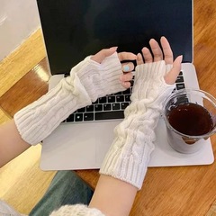 秋冬保暖护手袖户外出行时尚半指针织麻花袖套手臂护腕毛衣长款袖