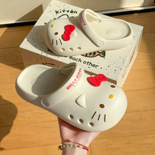 hellokitty夏季百搭一脚蹬洞洞鞋日常休闲舒适透气kt正版包头拖