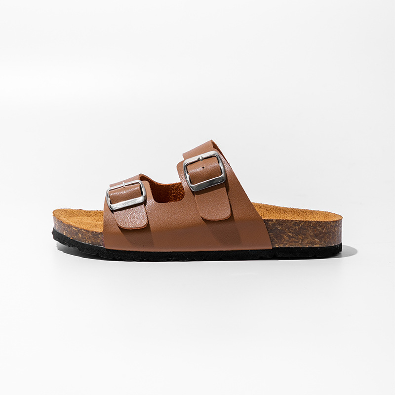 Women's Cork Slippers, Women's Shoes, Outdoor Half Slippers, Men's Two Button Flip Flops, Beach Shoes, Sandals, Trendy Pine Shoes_voghion.com