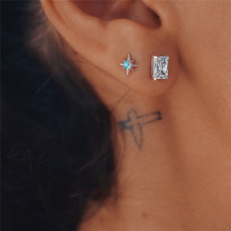 2g Weight Ear Studs Classification 1 Pair Quantity Daily Occasion 925 Sterling Silver Material Geometric Pattern Women's Gender Plating Design Simple Style Style 1 Pair 925 Sterling Silver Geometric Ear Studs 22