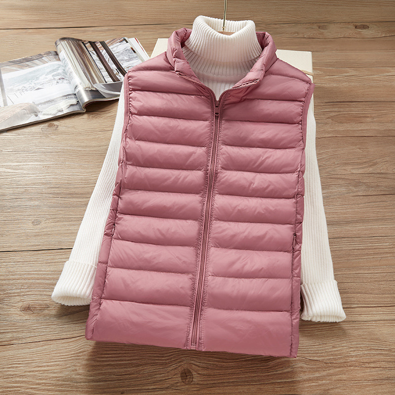2024 New Lightweight down Jacket Women's Short Korean Style Stand Collar Vest Vest Vest Large Size Vest Jacket Trendy