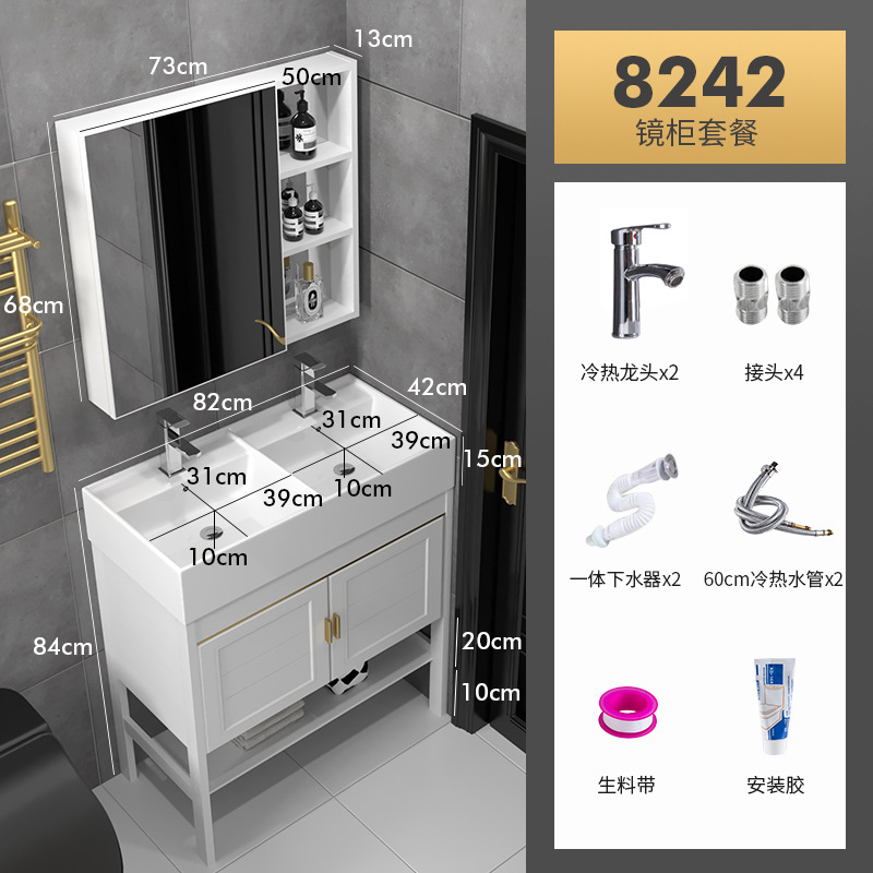 Mueble de baño de aluminio estrecho y largo espacio doble lavabo integrado de cerámica tamaño pequeño lavabo de baño lavabo 30cm