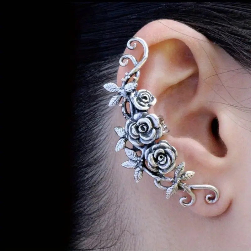 Middle-ancient Rose Flower Earrings Women