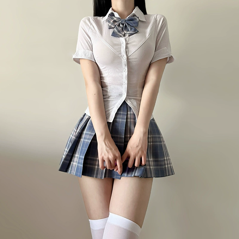 Платье? Нет. The input is a skirt. Translate: "Genuine summer student pleated skirt, high waist"