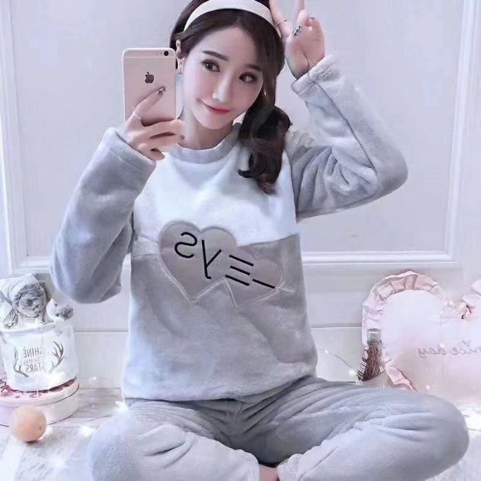 Transfronteriza Vietnam al por mayor otoño invierno pijamas franela espesa mujer dulce dibujos animados casuales mangas largas chaqueta ropa para el hogar
