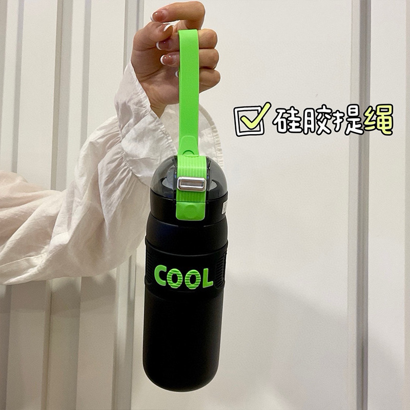 新款时尚潮酷弹跳直饮保温杯304不锈钢带提手随身杯保温保冷水杯|undefined