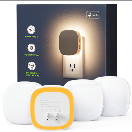 Amazon Cross-Border Led Backlit Night Light with Motion Sensor Plug-In Desk Lamp with Soft Warm White Light