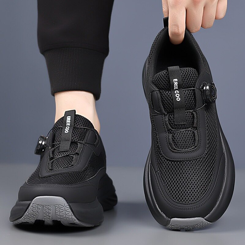 Giày thể thao nam sneaker đế dày thoáng khí mặt lưới mũi tròn — Màu trắng, màu đen